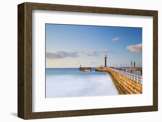 United Kingdom, England, North Yorkshire, Whitby. the West Pier on a Late Spring Evening.-Nick Ledger-Framed Photographic Print