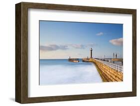 United Kingdom, England, North Yorkshire, Whitby. the West Pier on a Late Spring Evening.-Nick Ledger-Framed Photographic Print