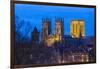 United Kingdom, England, North Yorkshire, York. The Minster seen from the City Walls at dusk.-Nick Ledger-Framed Photographic Print