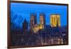 United Kingdom, England, North Yorkshire, York. The Minster seen from the City Walls at dusk.-Nick Ledger-Framed Photographic Print