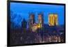 United Kingdom, England, North Yorkshire, York. The Minster seen from the City Walls at dusk.-Nick Ledger-Framed Photographic Print