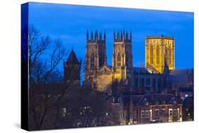 United Kingdom, England, North Yorkshire, York. The Minster seen from the City Walls at dusk.-Nick Ledger-Stretched Canvas