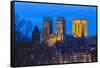 United Kingdom, England, North Yorkshire, York. The Minster seen from the City Walls at dusk.-Nick Ledger-Framed Stretched Canvas