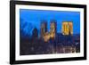 United Kingdom, England, North Yorkshire, York. The Minster seen from the City Walls at dusk.-Nick Ledger-Framed Photographic Print