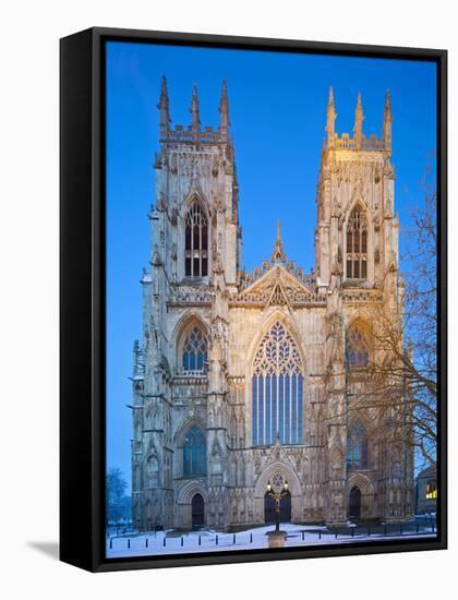 United Kingdom, England, North Yorkshire, York, the West Face of York Minster in Winter-Nick Ledger-Framed Stretched Canvas