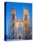 United Kingdom, England, North Yorkshire, York, the West Face of York Minster in Winter-Nick Ledger-Stretched Canvas