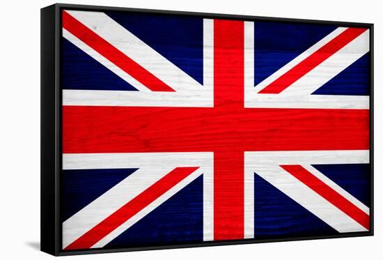 United Kingdom Flag Design with Wood Patterning - Flags of the World Series-Philippe Hugonnard-Framed Stretched Canvas