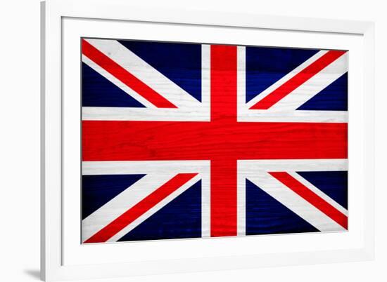 United Kingdom Flag Design with Wood Patterning - Flags of the World Series-Philippe Hugonnard-Framed Art Print