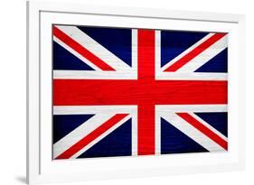 United Kingdom Flag Design with Wood Patterning - Flags of the World Series-Philippe Hugonnard-Framed Art Print