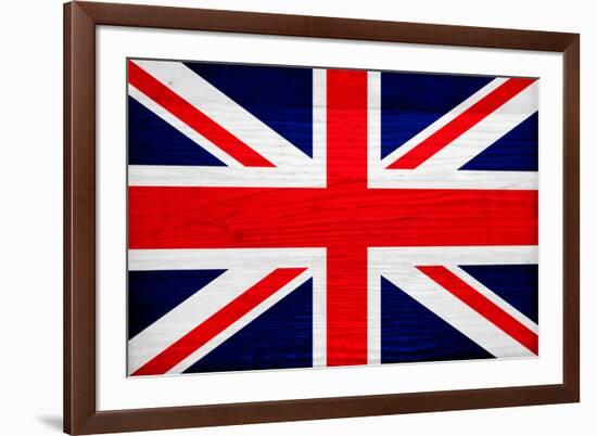 United Kingdom Flag Design with Wood Patterning - Flags of the World Series-Philippe Hugonnard-Framed Art Print