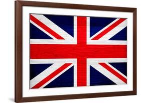 United Kingdom Flag Design with Wood Patterning - Flags of the World Series-Philippe Hugonnard-Framed Art Print