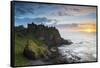 United Kingdom, Northern Ireland, County Antrim, Bushmills. The ruins of the 13th century Dunluce C-Nick Ledger-Framed Stretched Canvas