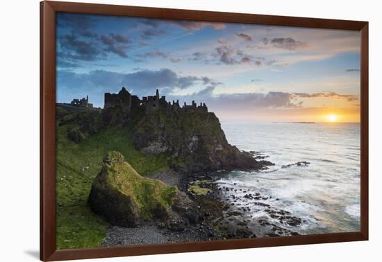 United Kingdom, Northern Ireland, County Antrim, Bushmills. The ruins of the 13th century Dunluce C-Nick Ledger-Framed Photographic Print