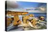 United Kingdom, Uk, Scotland, Inner Hebrides, Contrast Between the Yellow Rocks and the Blue Water-Fortunato Gatto-Stretched Canvas