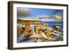 United Kingdom, Uk, Scotland, Inner Hebrides, Contrast Between the Yellow Rocks and the Blue Water-Fortunato Gatto-Framed Photographic Print