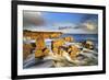 United Kingdom, Uk, Scotland, Inner Hebrides, Contrast Between the Yellow Rocks and the Blue Water-Fortunato Gatto-Framed Photographic Print