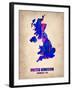 United Kingdom Watercolor Map-NaxArt-Framed Art Print