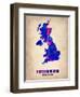 United Kingdom Watercolor Map-NaxArt-Framed Art Print