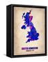 United Kingdom Watercolor Map-NaxArt-Framed Stretched Canvas