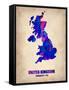 United Kingdom Watercolor Map-NaxArt-Framed Stretched Canvas