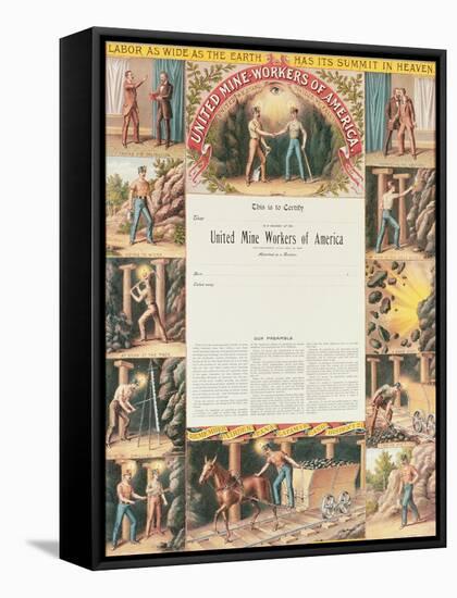 United Mine Worker's Certificate, 1890-null-Framed Stretched Canvas