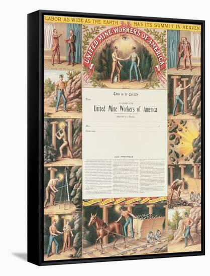 United Mine Worker's Certificate, 1890-null-Framed Stretched Canvas