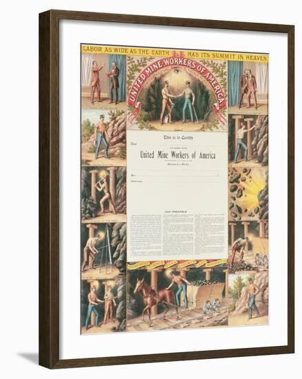 United Mine Worker's Certificate, 1890-null-Framed Giclee Print