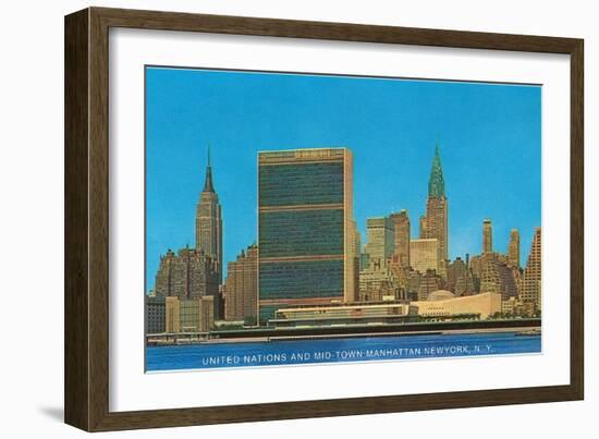 United Nations Building and Skyline, New York City-null-Framed Art Print