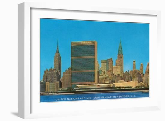 United Nations Building and Skyline, New York City-null-Framed Art Print