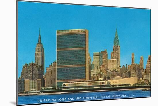 United Nations Building and Skyline, New York City-null-Mounted Art Print
