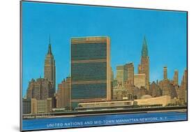 United Nations Building and Skyline, New York City-null-Mounted Art Print