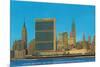 United Nations Building and Skyline, New York City-null-Mounted Premium Giclee Print