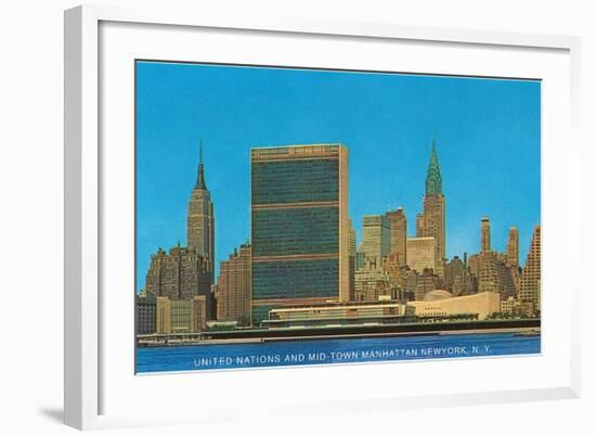 United Nations Building and Skyline, New York City-null-Framed Art Print