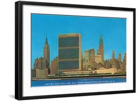 United Nations Building and Skyline, New York City-null-Framed Art Print