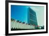 United Nations Building with flags in New York City, New York-null-Framed Photographic Print