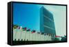 United Nations Building with flags in New York City, New York-null-Framed Stretched Canvas