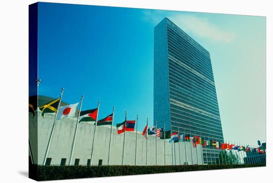 United Nations Building with flags in New York City, New York-null-Stretched Canvas