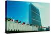 United Nations Building with flags in New York City, New York-null-Stretched Canvas