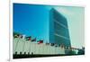 United Nations Building with flags in New York City, New York-null-Framed Photographic Print