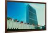 United Nations Building with flags in New York City, New York-null-Framed Photographic Print