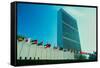 United Nations Building with flags in New York City, New York-null-Framed Stretched Canvas