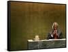 United Nations Secretary General Kofi Annan Listens to Statements Made by Members-Julie Jacobson-Framed Stretched Canvas