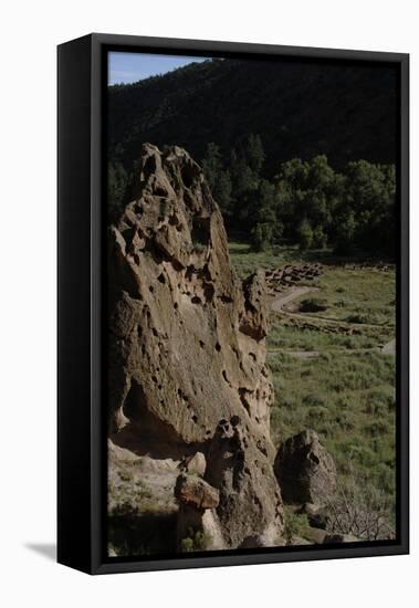 United States. Bandelier National Monument, Tyuonyi, Pueblo Indian Settlement-null-Framed Stretched Canvas