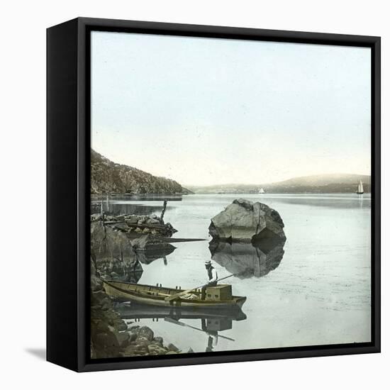 United States, Boat on the Hudson Riiver-Leon, Levy et Fils-Framed Stretched Canvas