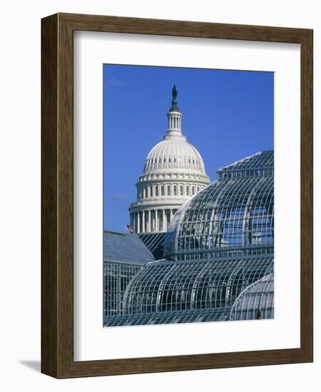 United States Botanic Garden Conservatory and Capitol, Washington DC, USA-Murat Taner-Framed Photographic Print