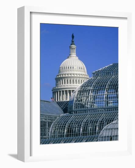 United States Botanic Garden Conservatory and Capitol, Washington DC, USA-Murat Taner-Framed Photographic Print