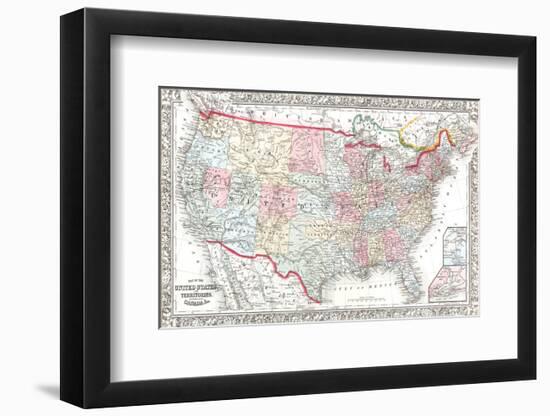 United States & Canada Map-null-Framed Art Print