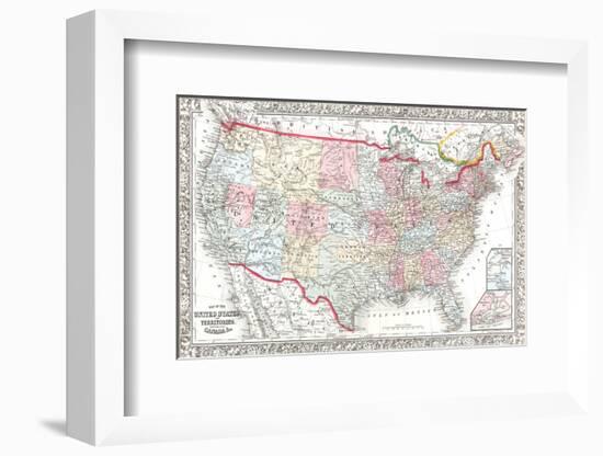 United States & Canada Map-null-Framed Art Print