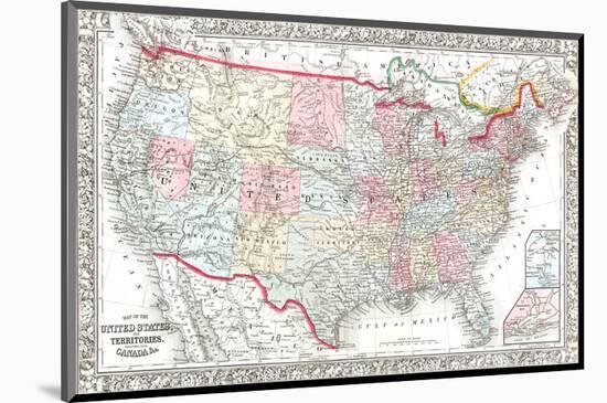 United States & Canada Map-null-Mounted Art Print