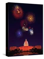 United States Capitol Building and Fireworks-Bill Ross-Stretched Canvas